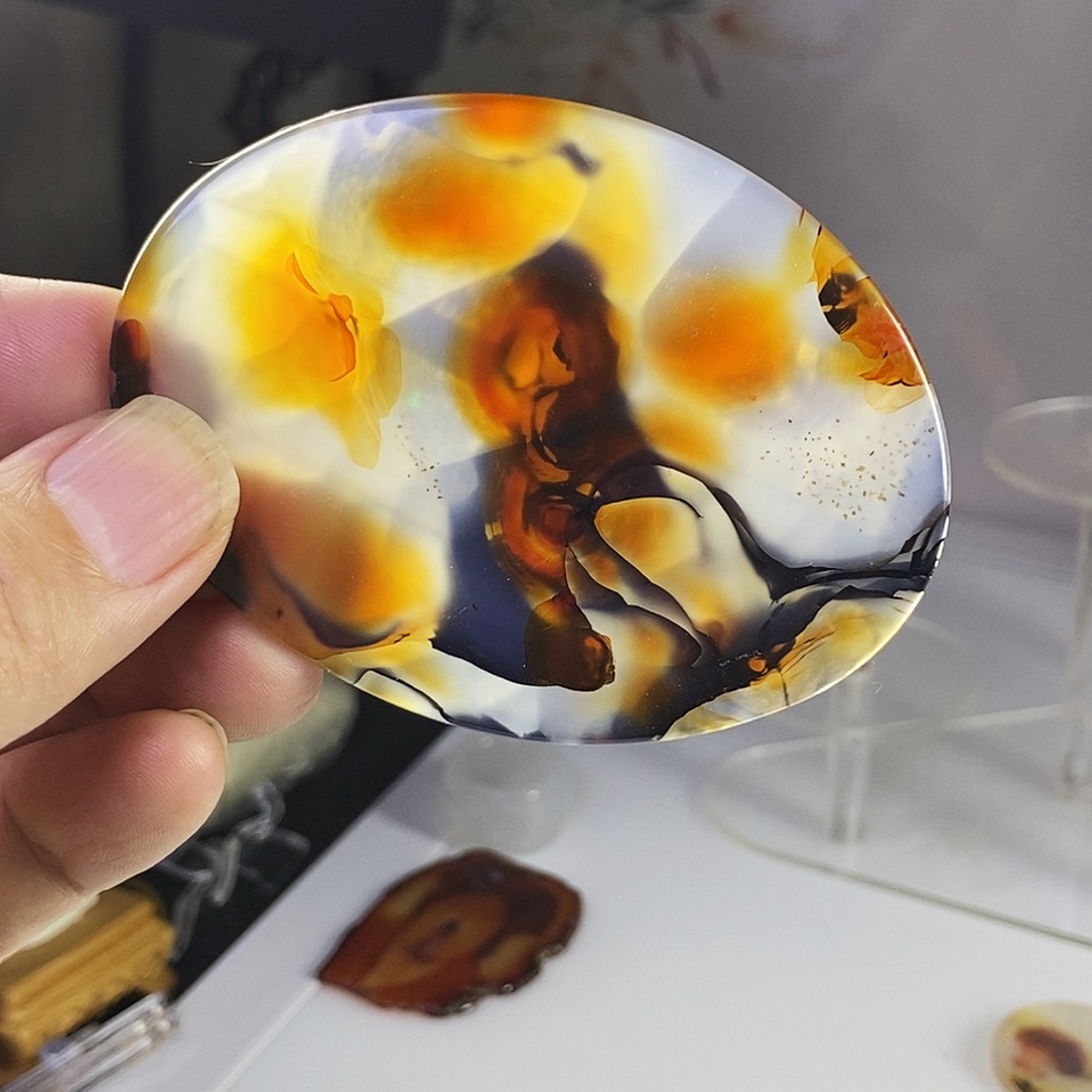 合成碳硅石非金属时尚图纹画面石饰品