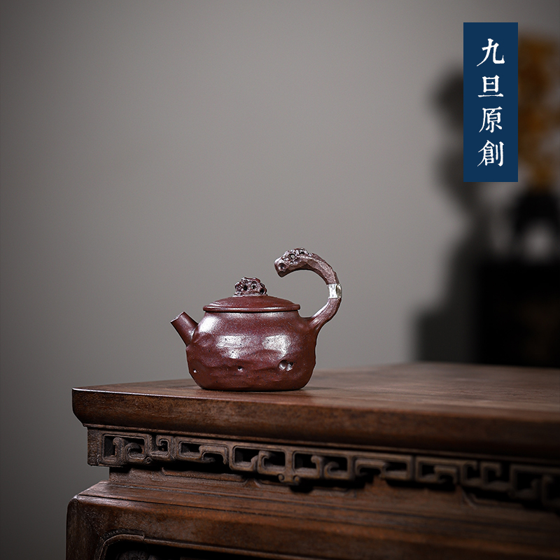 原创紫霞银霜-宜兴紫砂壶全手工原矿无添200毫升太湖石系列-5