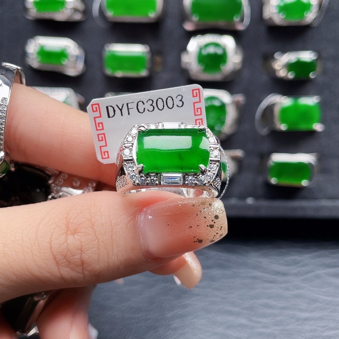 翡翠戒指银S925镶嵌陳*编号3003