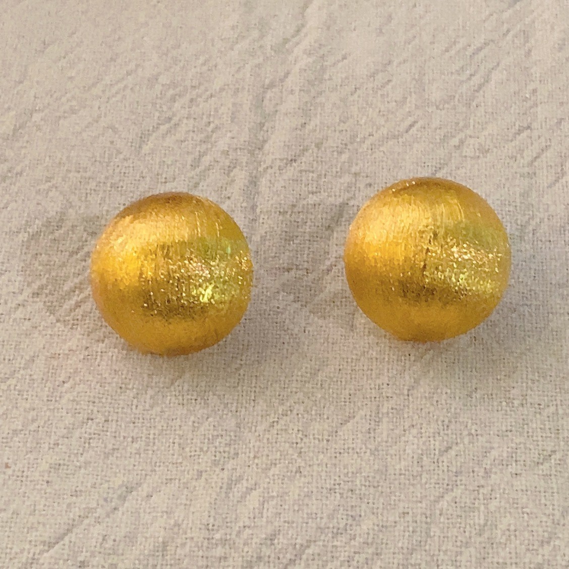 铜合金耳饰 D182法式复古磨砂拉丝圆球耳钉女简约气质轻奢耳环
