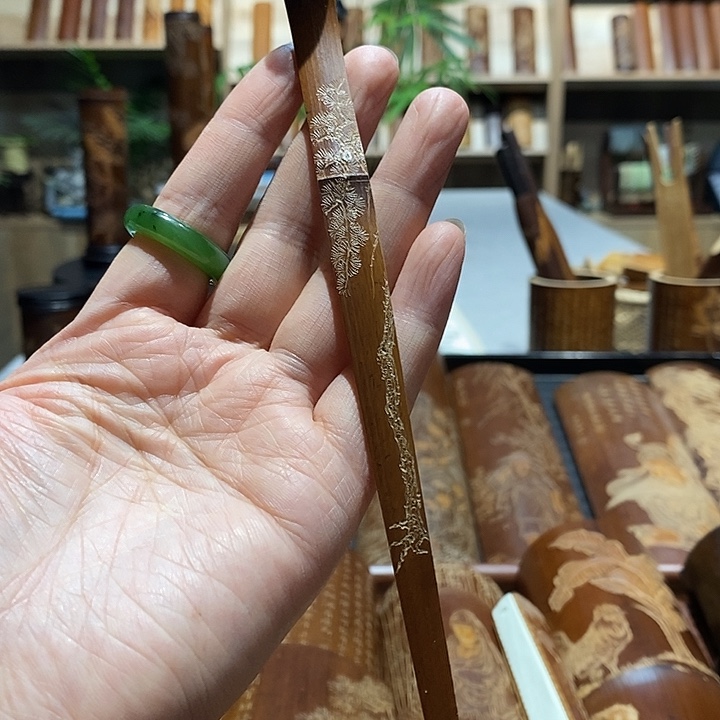 阿***松老煤竹手工雕刻精品茶拨