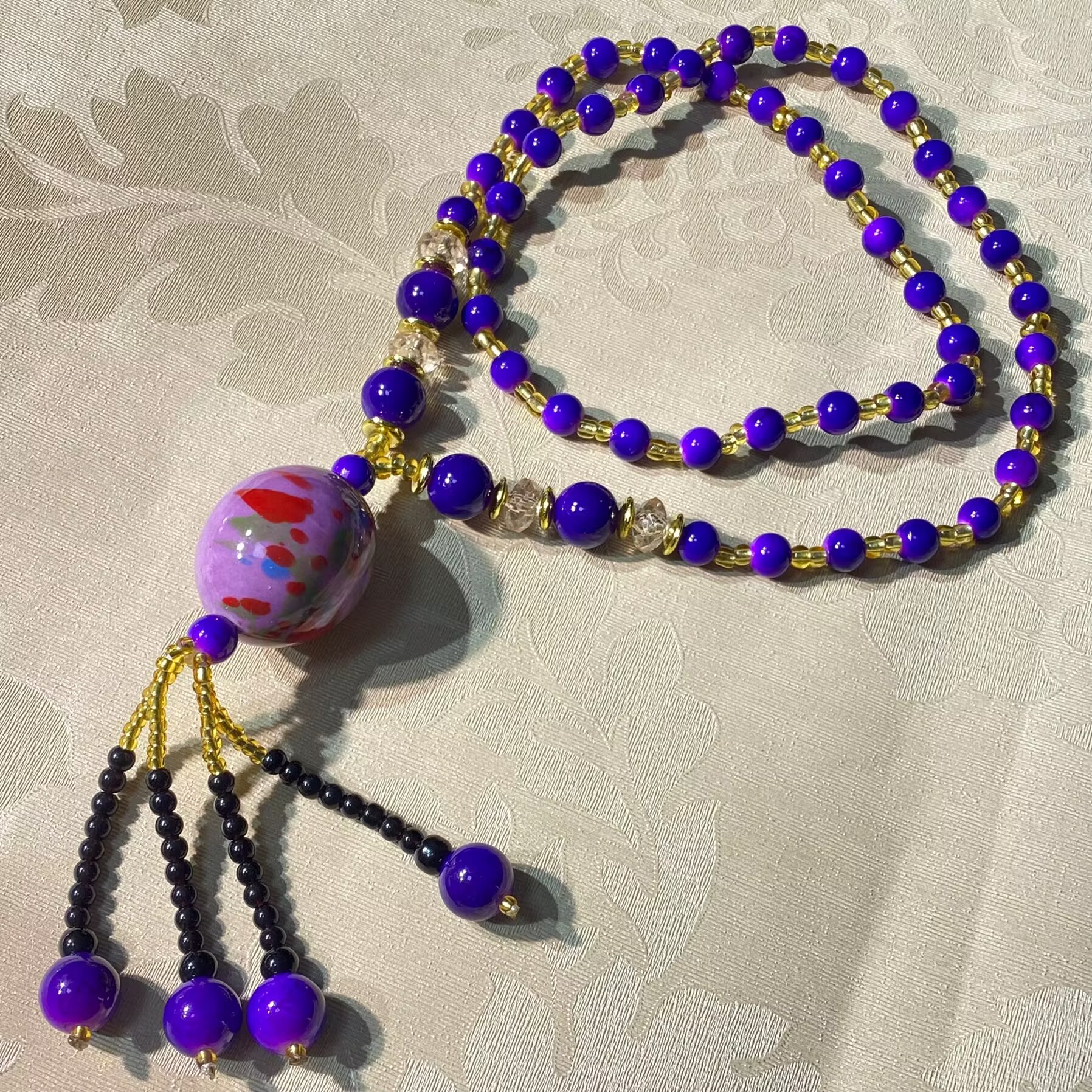 非金属珐琅项链 K6152  精美简约紫色百搭圆珠项链