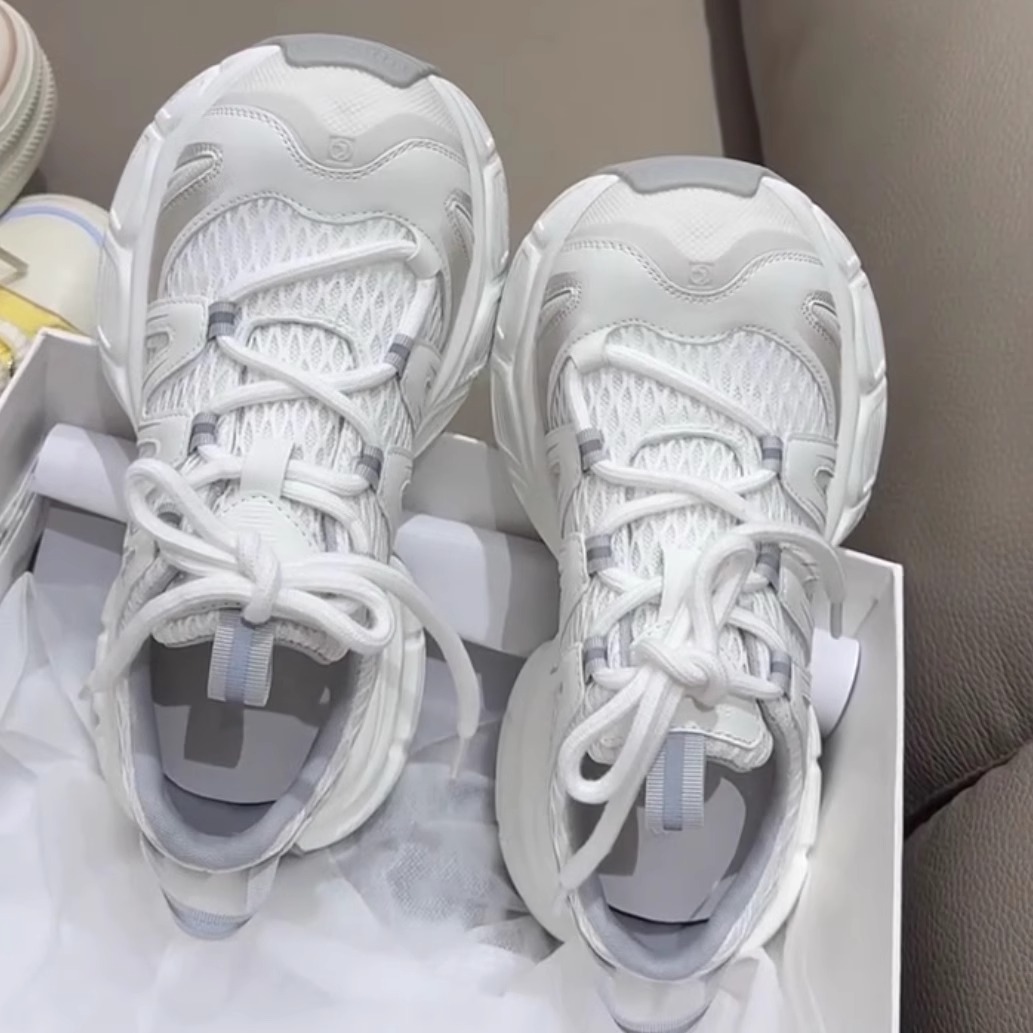 欧货网面透气厚底老爹鞋女2025夏季新款百搭增高休闲运动女鞋潮