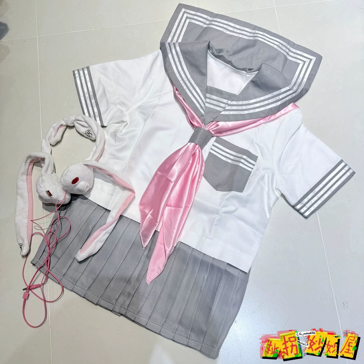 【现货掉落】bodyline日牌全新代购水手服灰三本jk制服粉领巾可爱