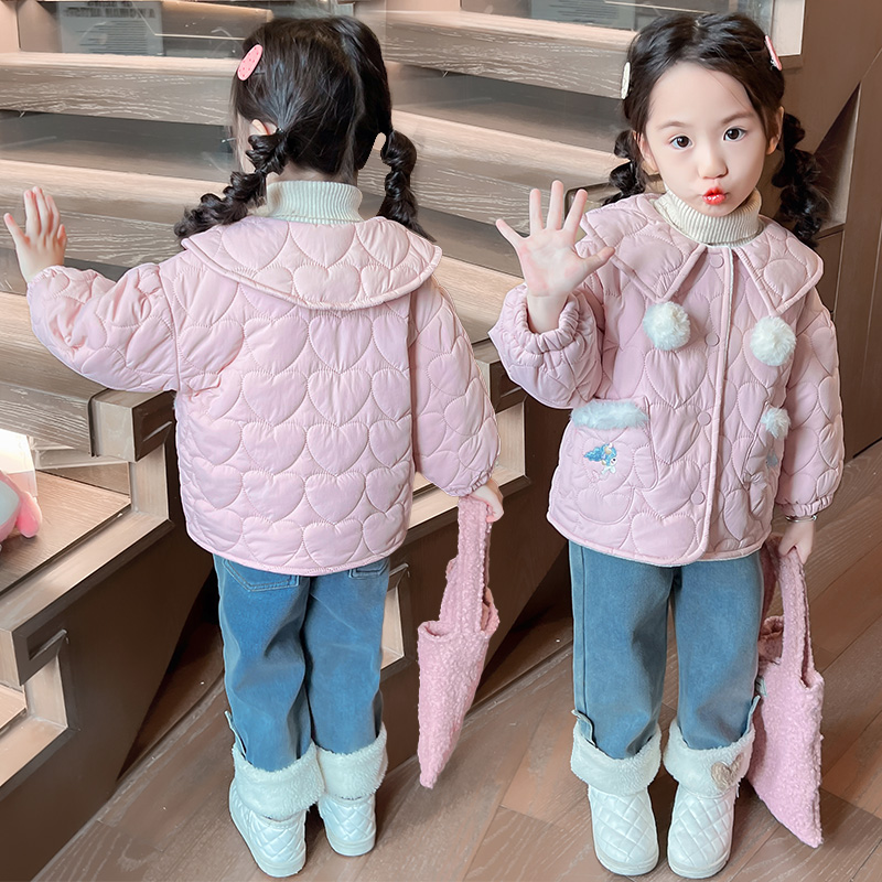 儿童棉服棉袄加厚女童超好看美人鱼绗线棉衣2025宝宝甜美冬装外套