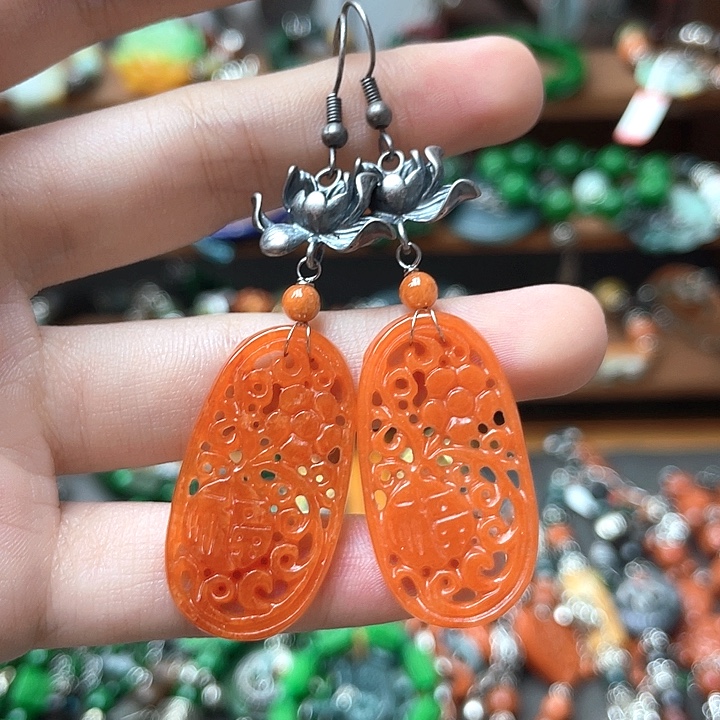 翡翠未镶嵌耳饰饰品