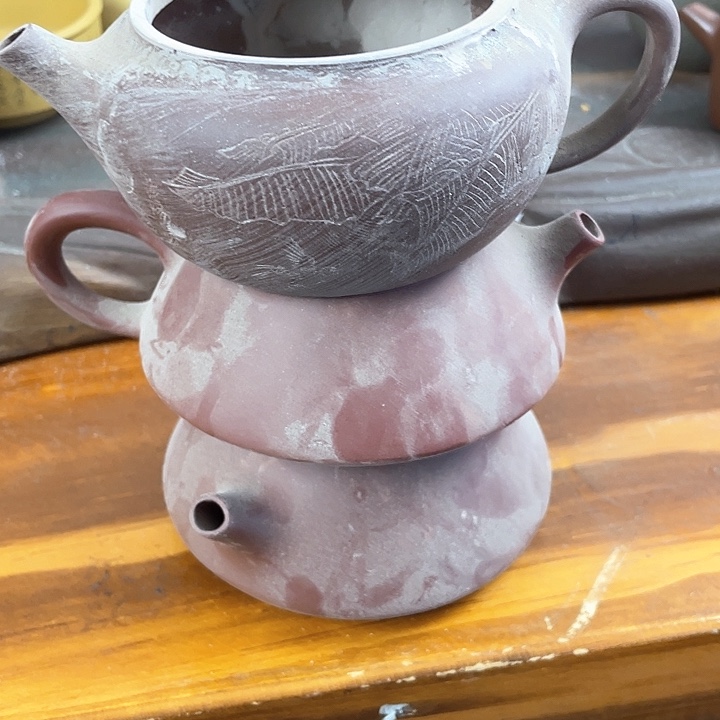 紫砂茶壶处理三个