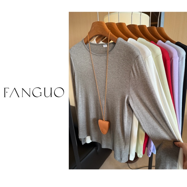 韩国fure 基础款多色入！裸感亲肤莱赛尔面膜长袖打底衫女B5751