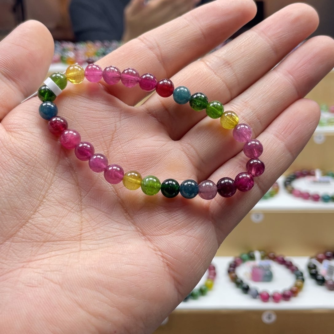 碧玺手串未镶嵌一***仁6.5mm.mmmmmmmmmm