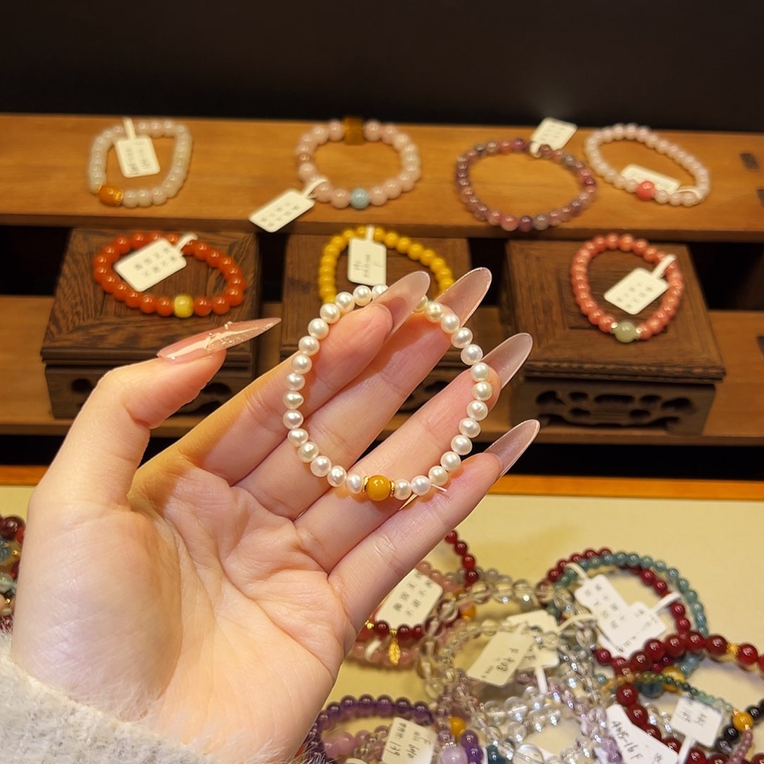 水晶手链银S925镶嵌珍珠196