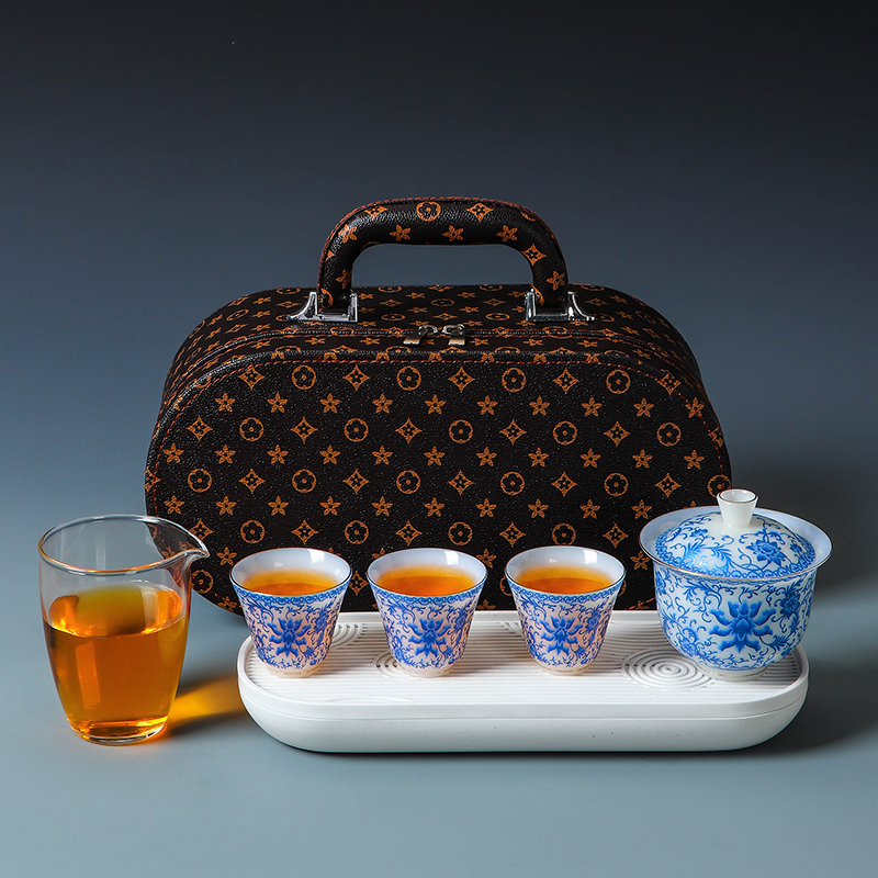 璞玉瓷旅行茶具户外车载便携式快客杯家用功夫茶具公司活动伴手礼