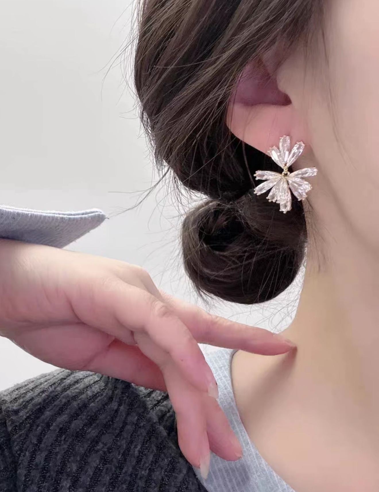 铜合金锆石耳饰 里1215时尚耳饰