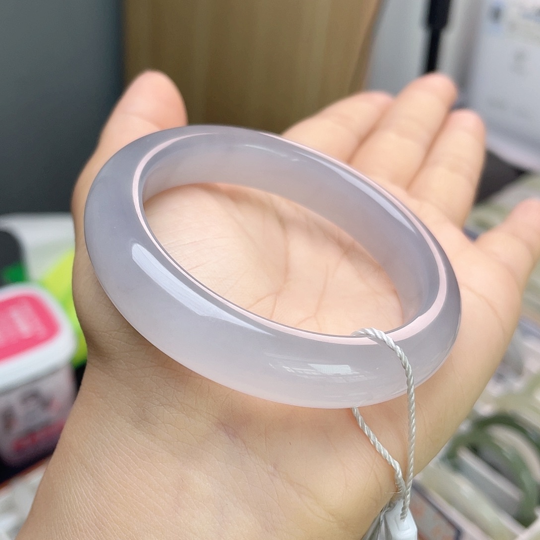 和田玉未镶嵌手镯冰猫，仙紫