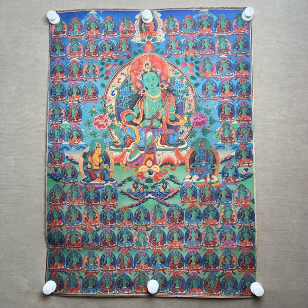 高端精品绿度母绘画类唐卡AA46