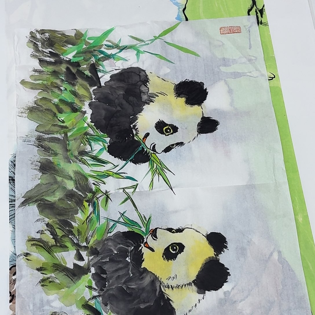 国画四尺三开手绘作品