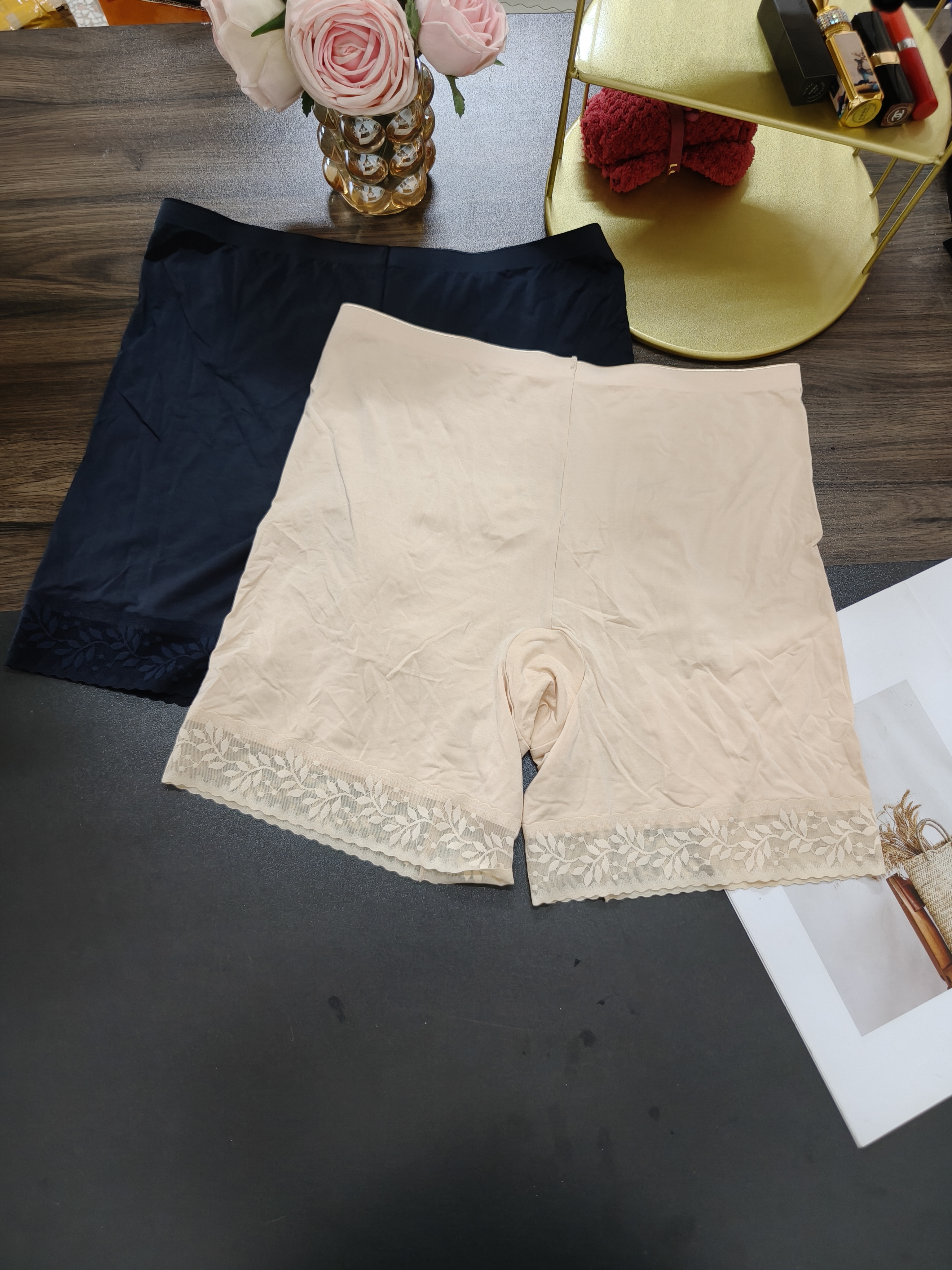 100-200安全裤女防走光夏季新款五分不卷边蕾丝莫代尔透气打底裤