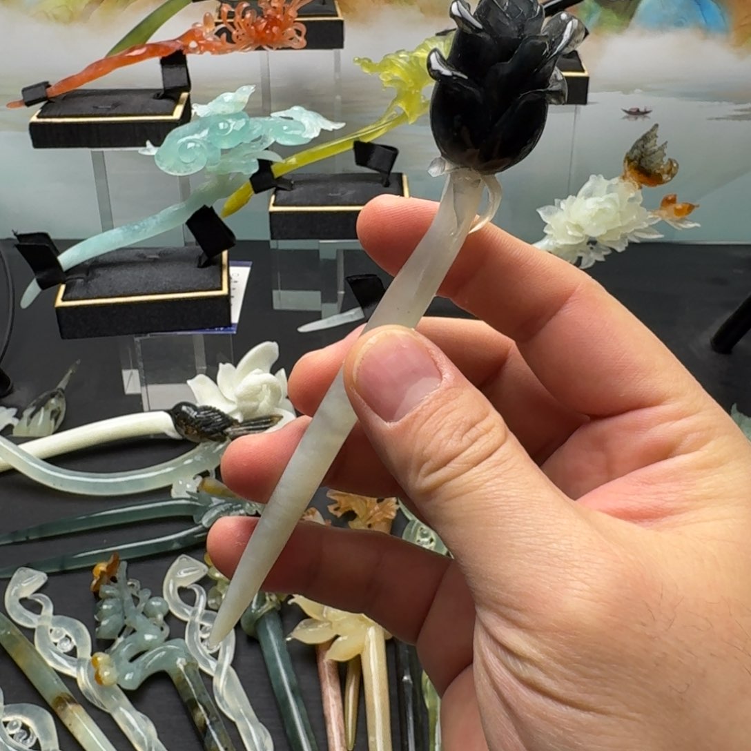 岫玉发饰未镶嵌明君玉簪就是好看