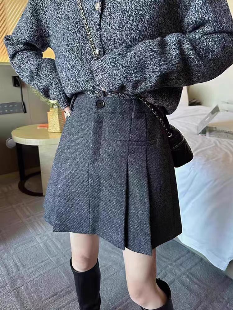 151显瘦半身裙短裙秋冬洋气小香风秋冬毛呢A字裙秋季