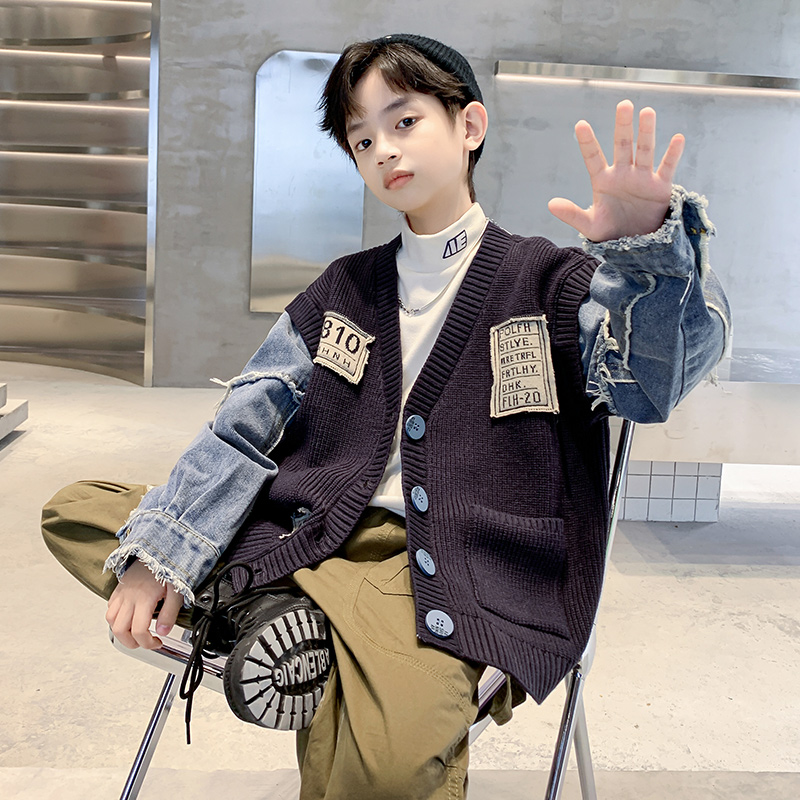 童装男童开衫毛衣春秋款2025年新款儿童春装中大童针织衫男孩外套