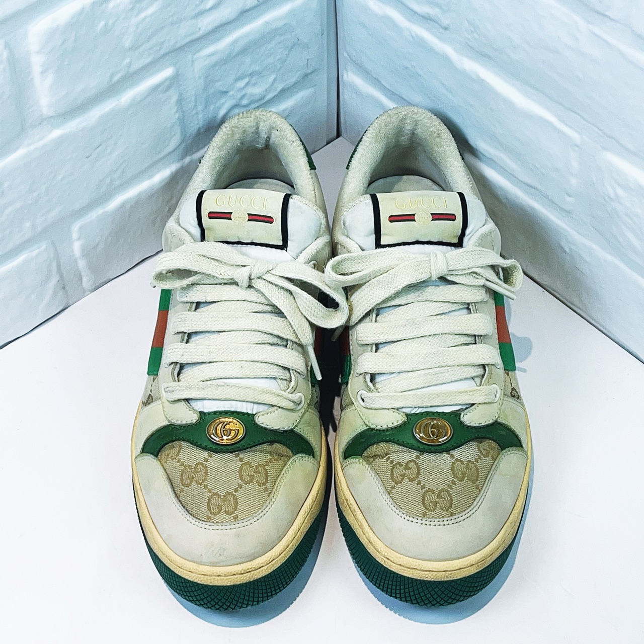 95新 GUCCI/古驰  脏脏鞋 绿尾款 欧码7码 国码41码 