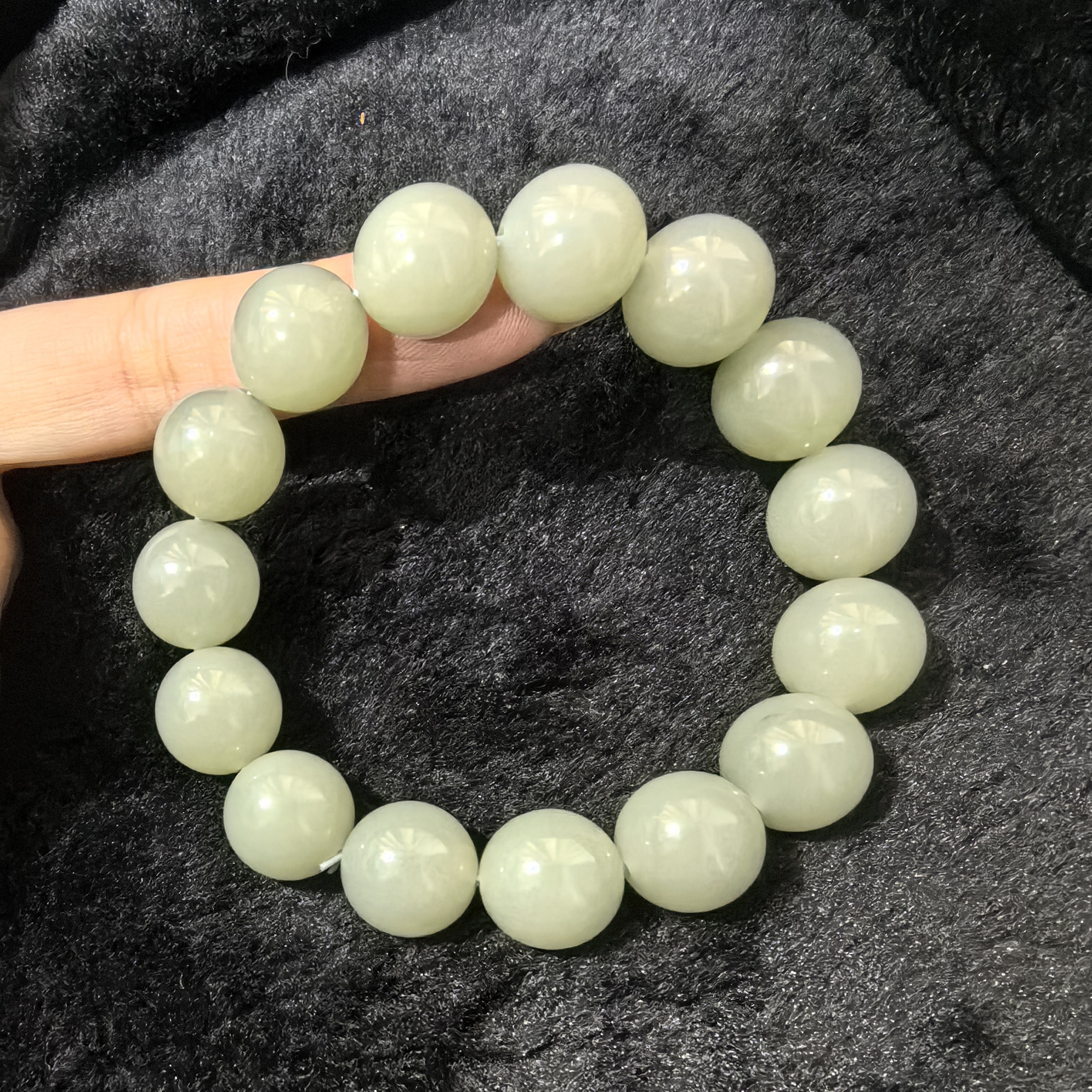 非金属大理石手链 圆形切莫手串手链颜色随机发货