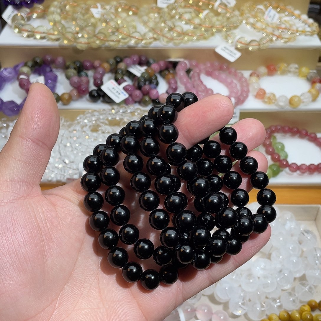 水晶未镶嵌手链黑曜石10.2