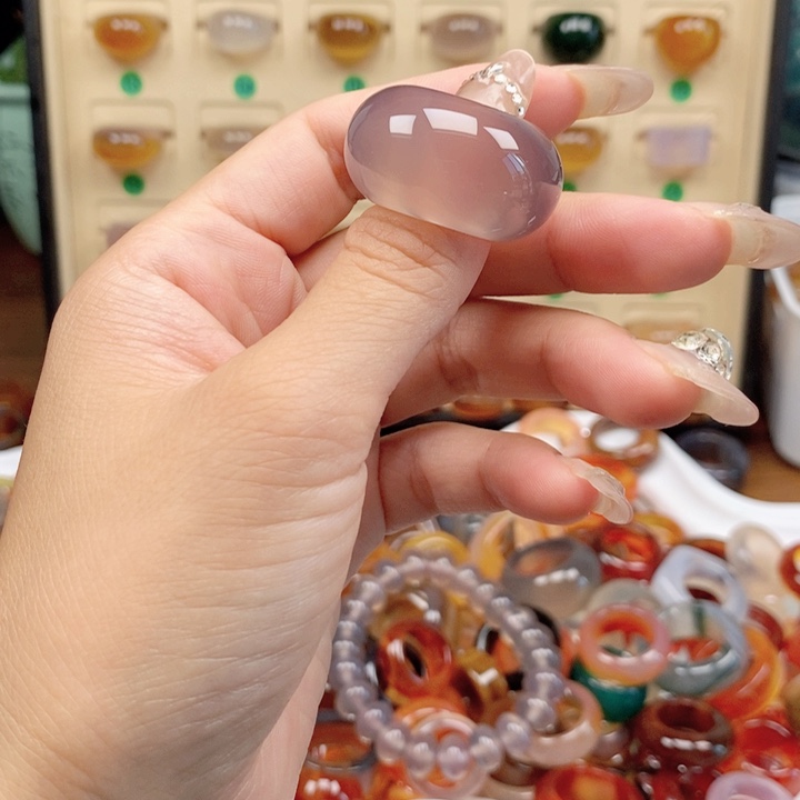 合金戒指玛瑙/玉髓霖*酱