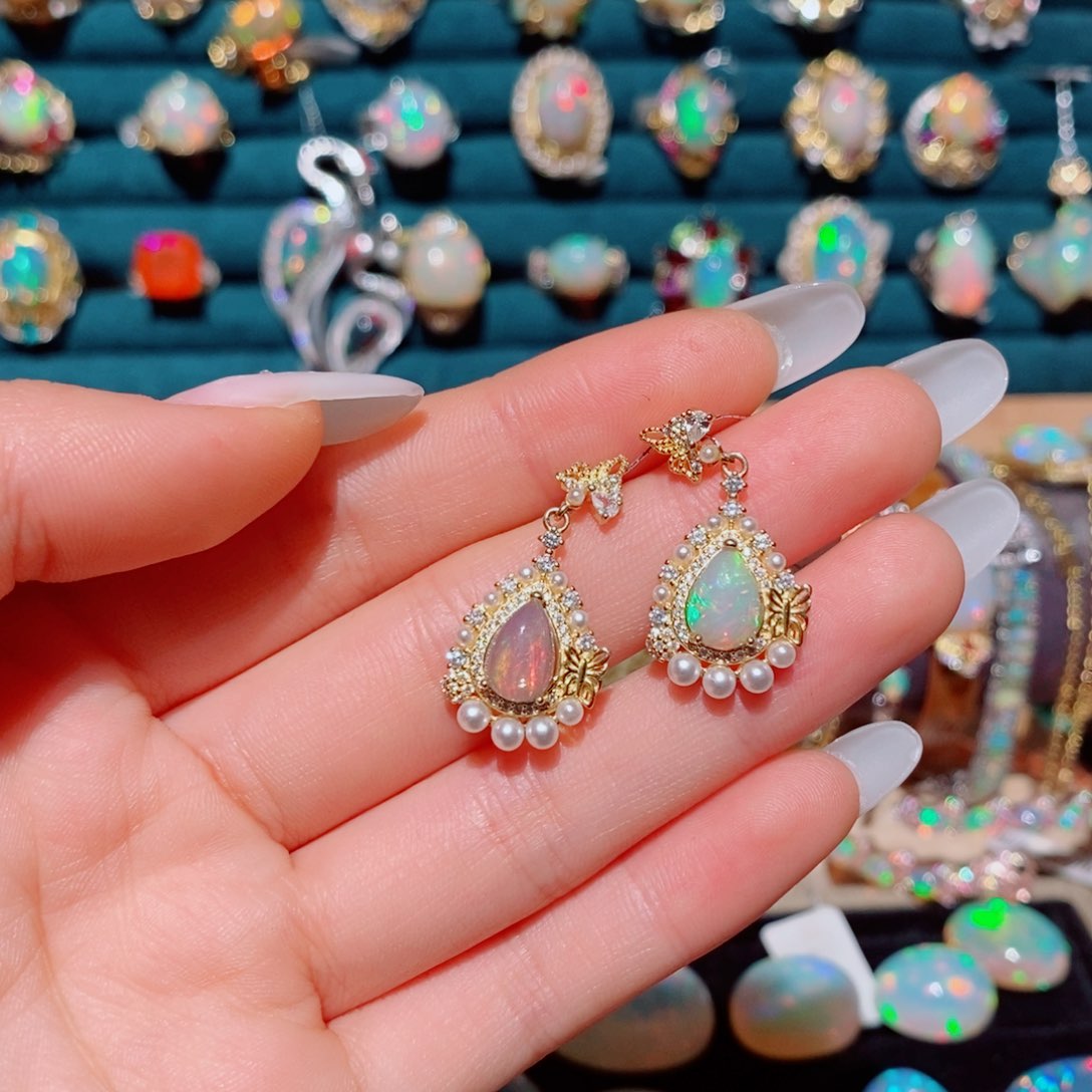 欧泊欧泊耳饰银S925镶嵌