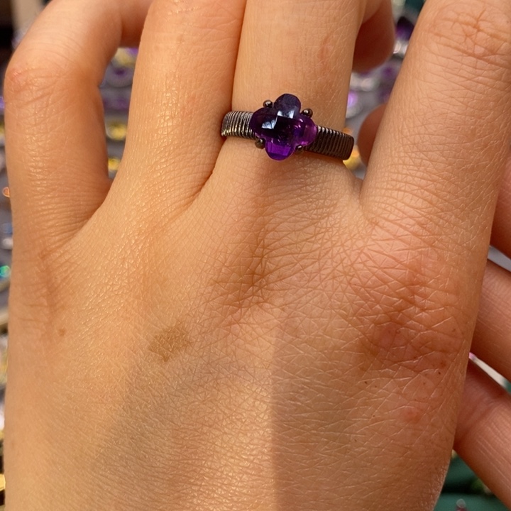 水晶戒指银S925镶嵌天然水晶戒指