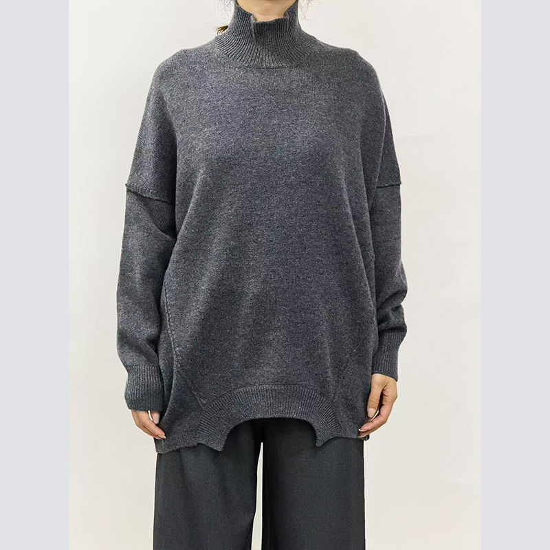 Jane express/简表达25年冬新款长袖简约不规则宽松毛衫DMS52030