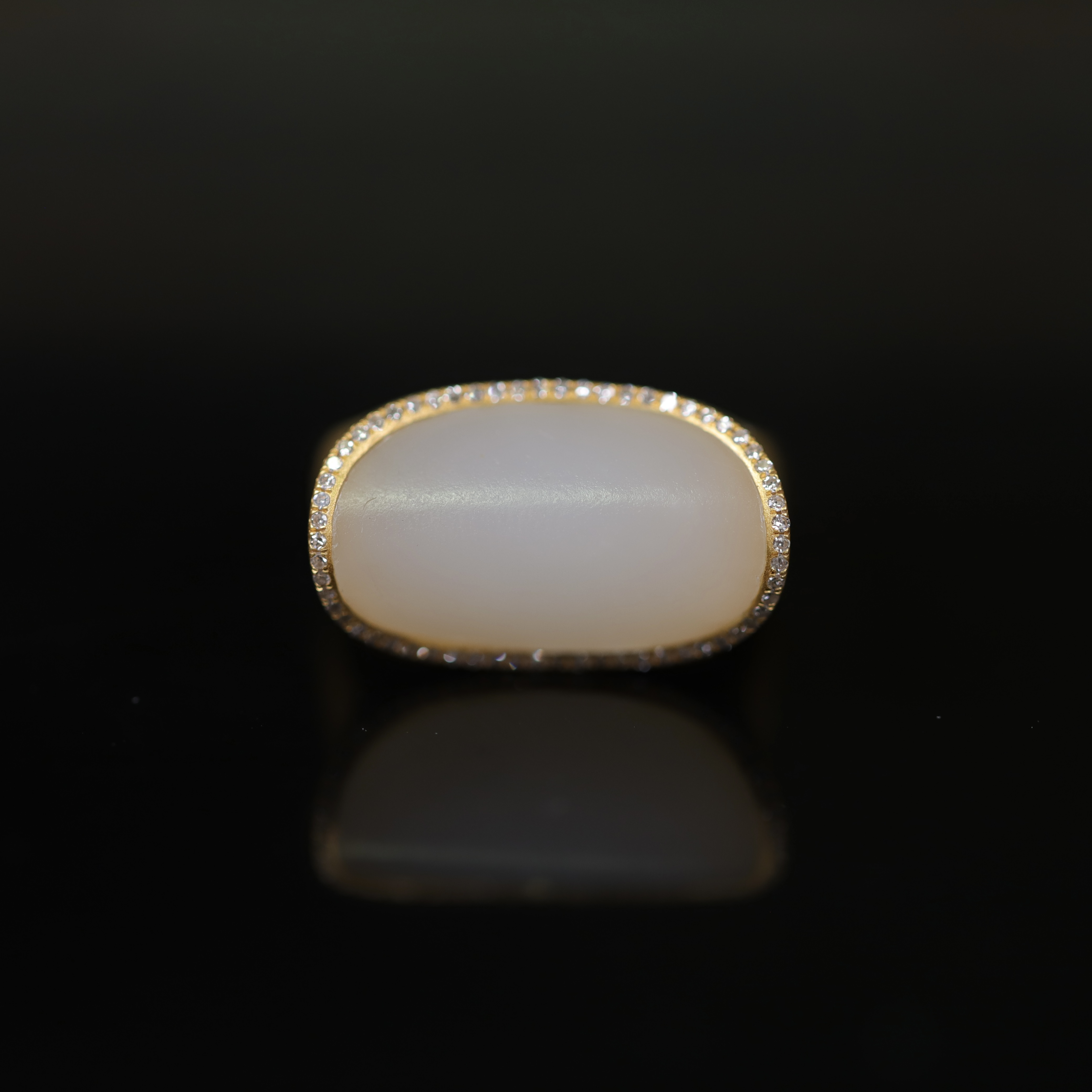 新疆和田玉马鞍戒指18K金