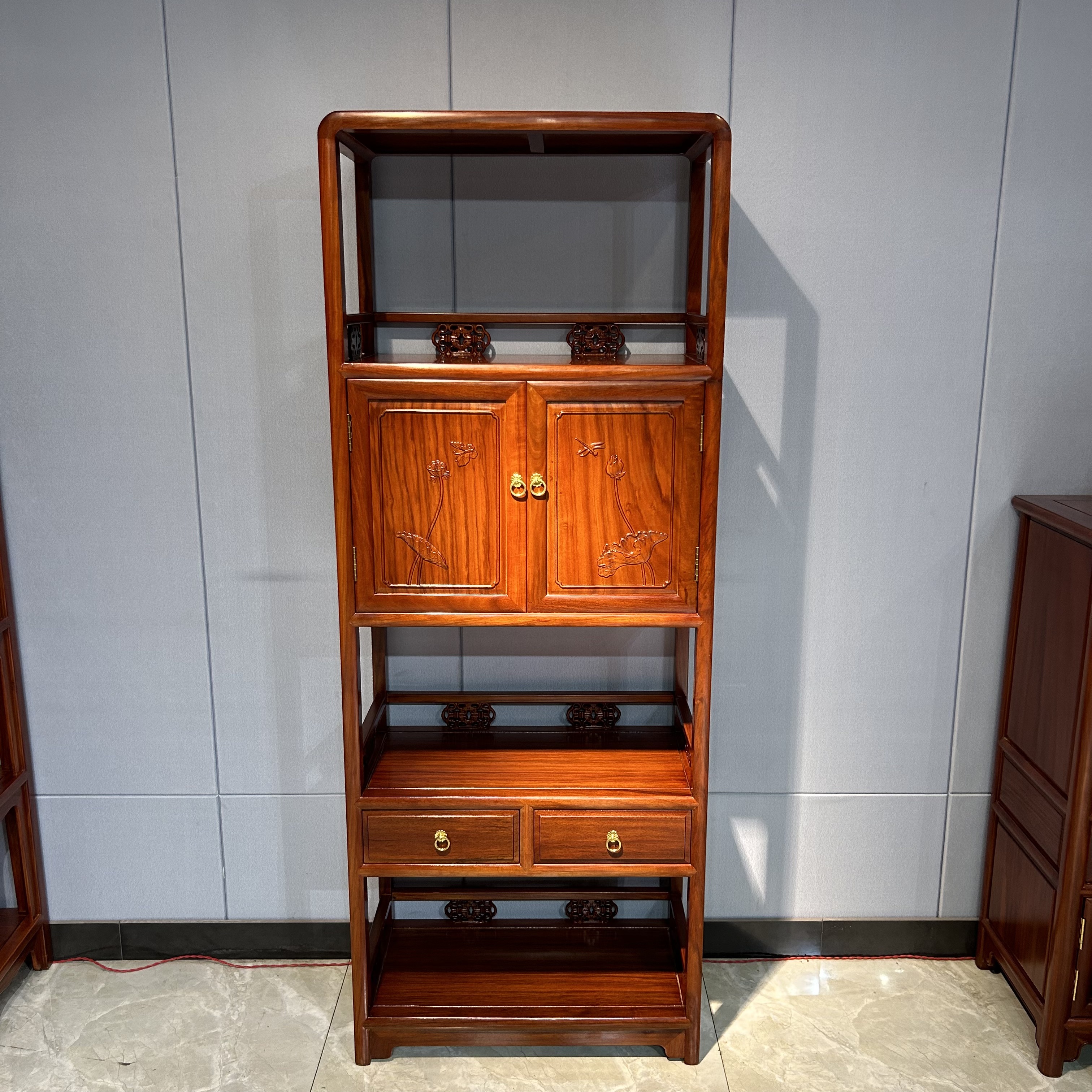 刚果花梨中式书柜置物架储物柜尺寸68*36*178高