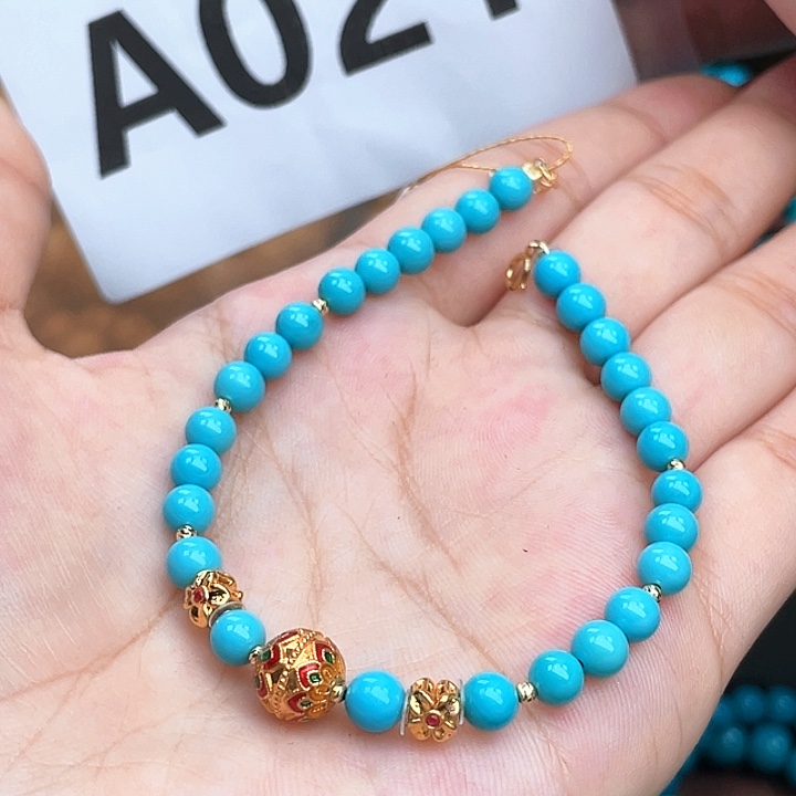 绿松石珠宝奇石18K金镶嵌