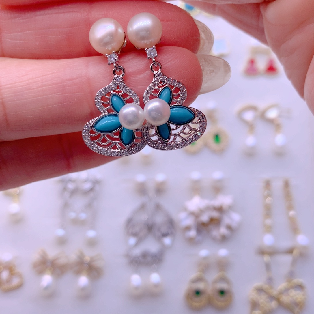 耳饰合金淡水珍珠