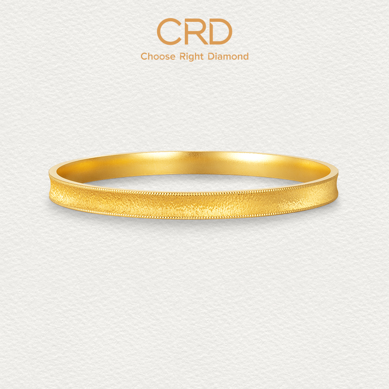 CRD克徕帝光影足金手镯几何5G足金999双排钉珠手镯送礼推荐