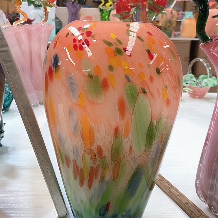 玻璃琉璃花瓶高30口9