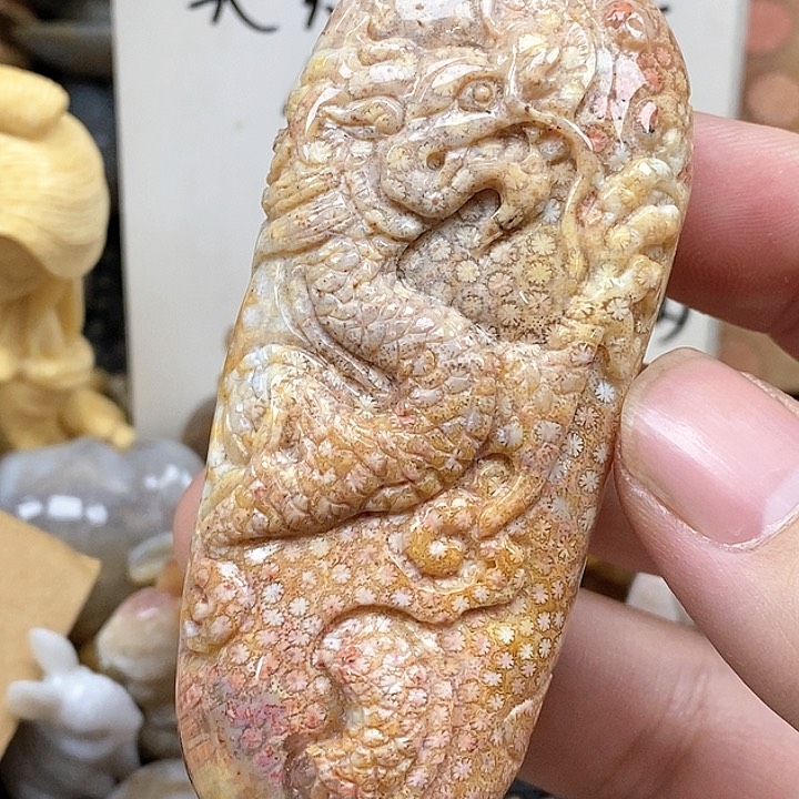 颈饰未镶嵌硅化珊瑚（珊瑚玉）