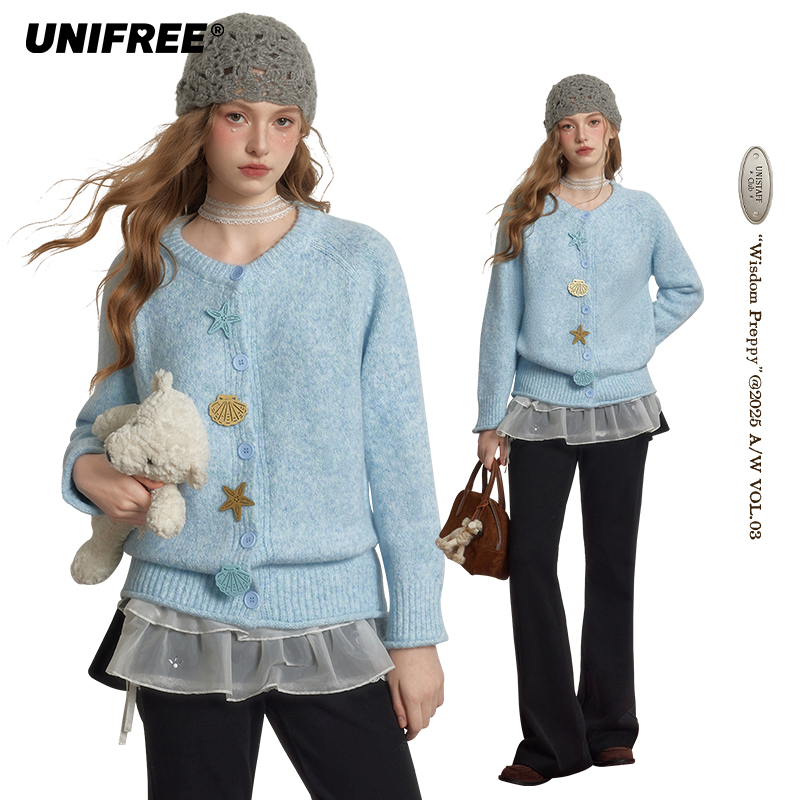 【金拐子专属】unifree蓝色针织衫宽松温柔减龄U253N360B1B1