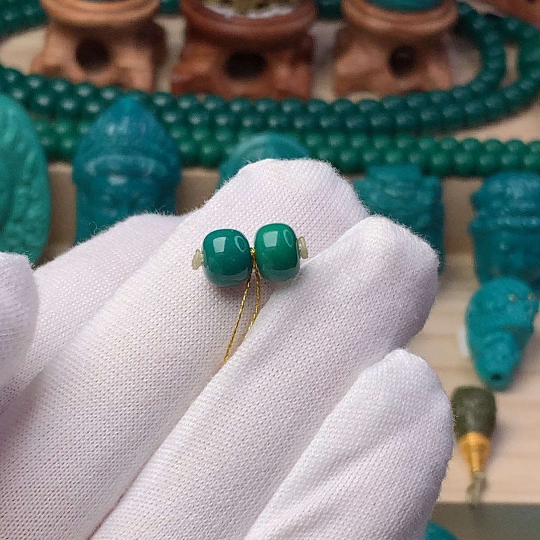 绿松石珠宝奇石未镶嵌7mm福利