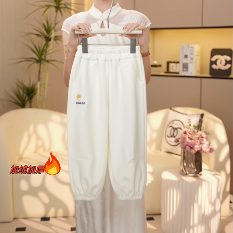 【糖宝魔豆】女童加绒休闲裤冬款2025新款秋季一体绒加厚中大童裤子