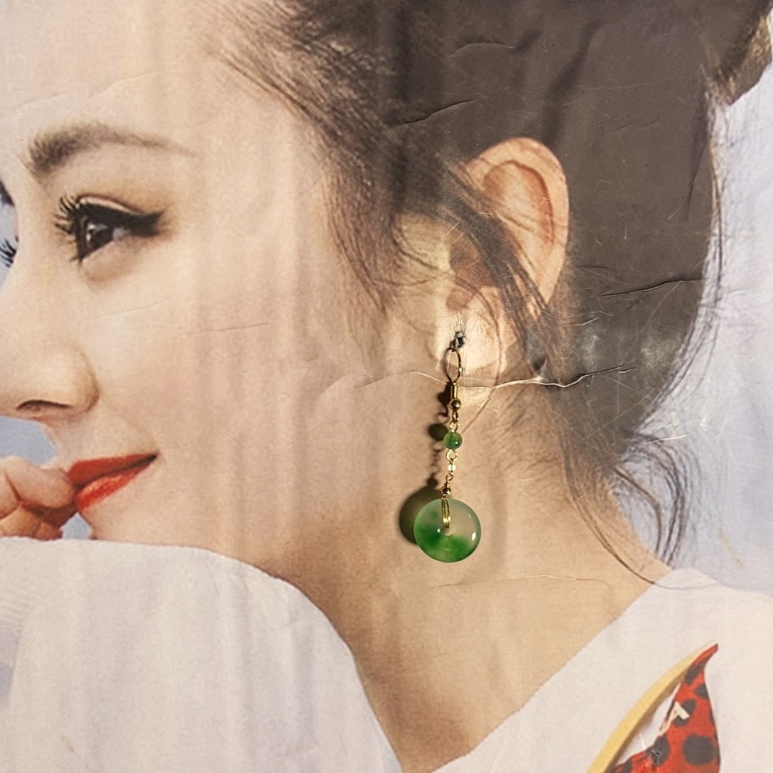 银S925镶嵌翡翠耳饰200