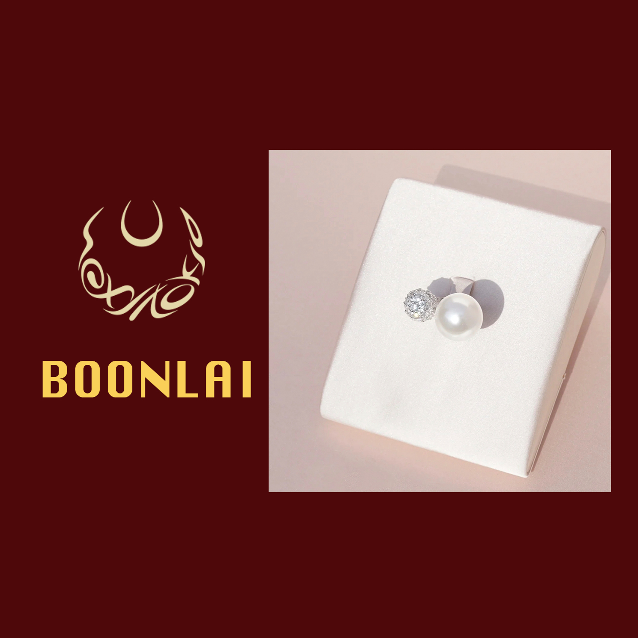 铜合金莫桑石戒指 Boonlai 银色满钻球球珠珠戒指4121