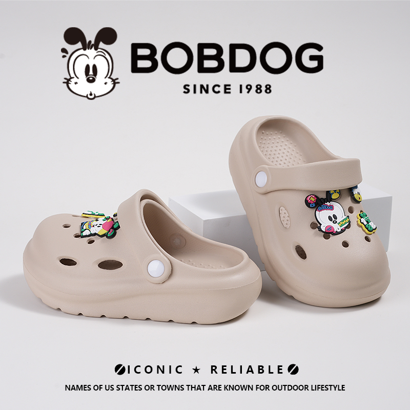 Bobdog/巴布豆夏季亲子款外穿潮款防滑软底轻便包头洞洞拖鞋宝宝