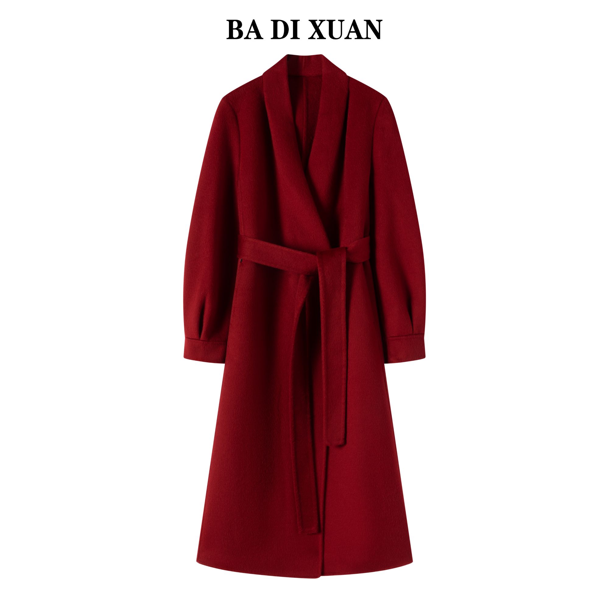 2025新款气质修身中长款显瘦系腰带双面呢羊毛女大衣秋冬外套