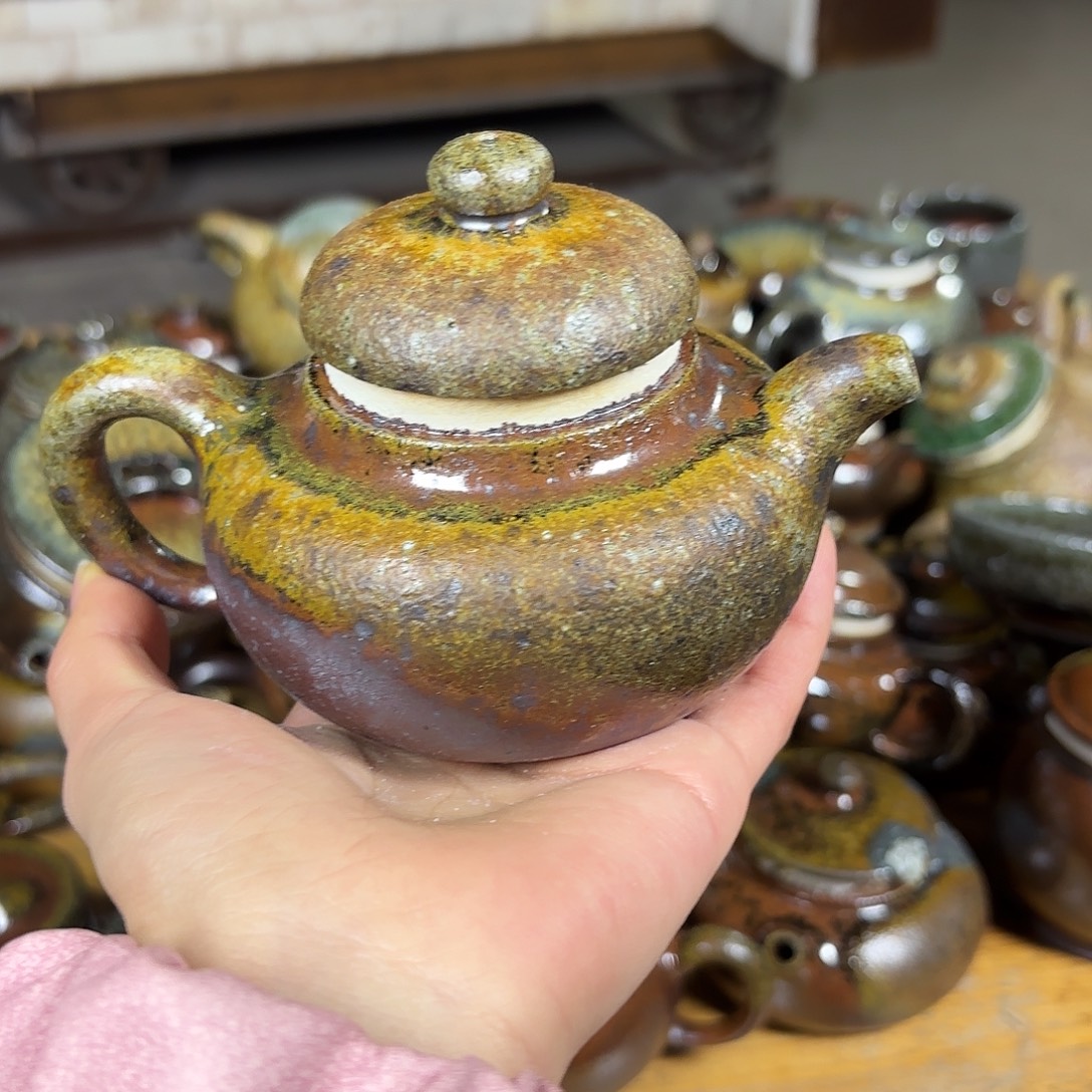 茶壶紫砂柴烧紫砂壶段泥柿园