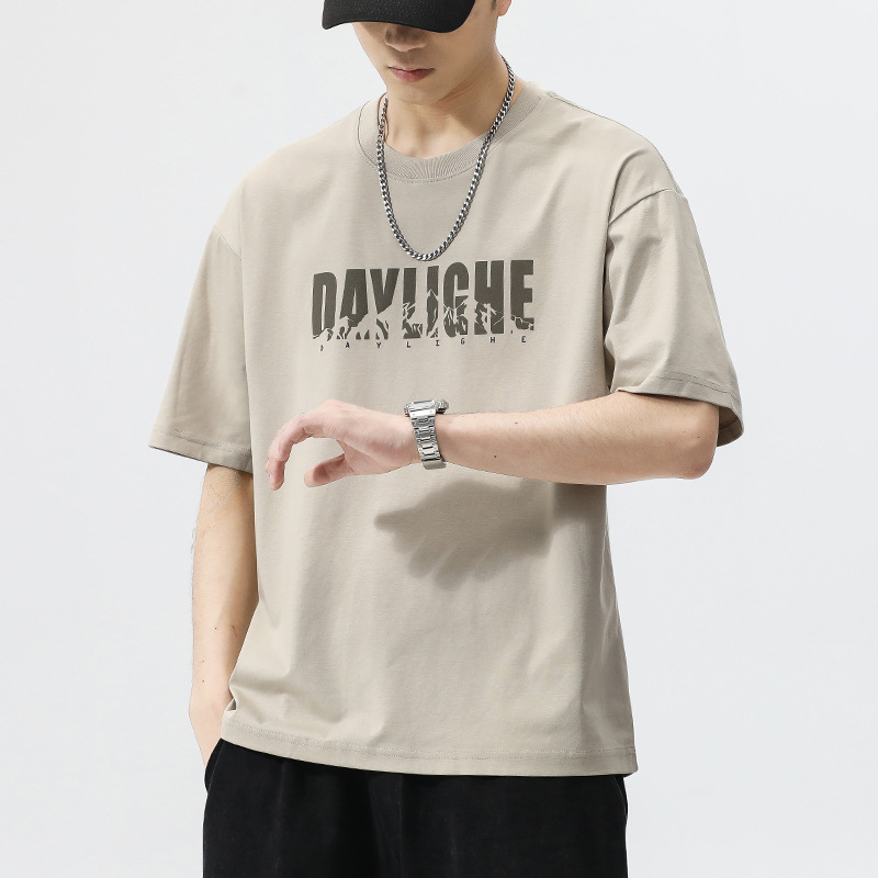 2025男款夏季ins潮流宽松运动休闲上衣男士潮短袖男t恤半袖简约