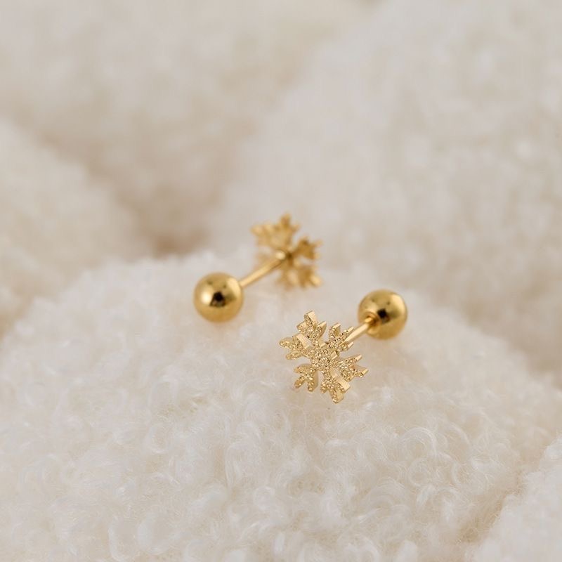 合金耳饰   雪花防丢耳钉小巧精致冷淡风女款耳钉