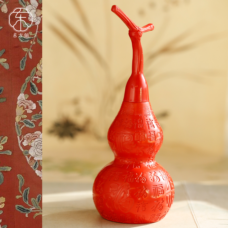 含辰砂工艺品东方俪DOFUNLY【福多多】摆件含底座锦盒ZSGJ云窗