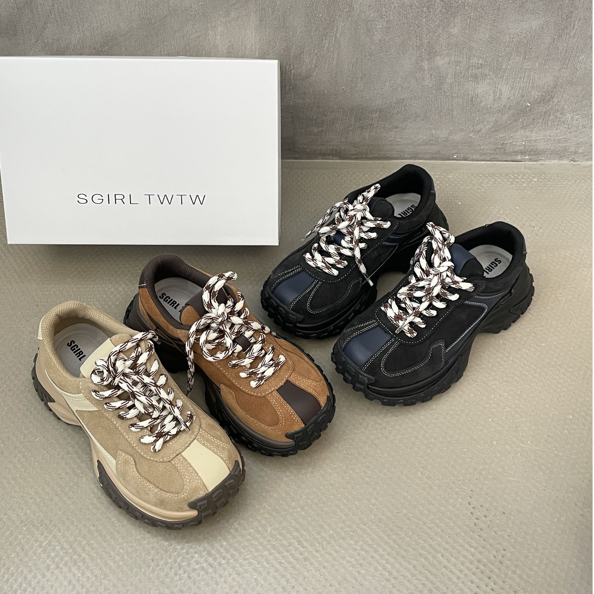 SGIRL TWTW复古厚底老爹鞋女2025新款舒适休闲百搭增高跑步运动鞋