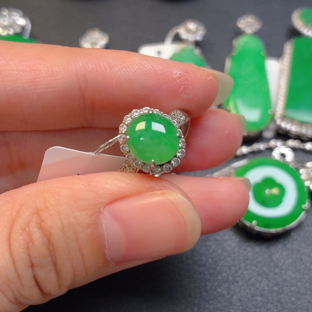 翡翠银S925镶嵌吊坠(不含链)戒指